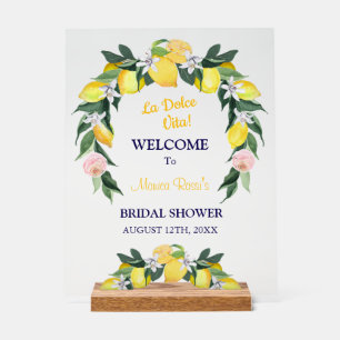 Italiaans Citrus Lemon Krans Blauw Vrijgezellenfee Acryl Bord