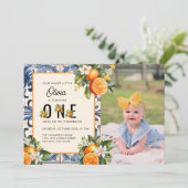  Italiaans | Citrus Sinaasappel Eerste Verjaardag Kaart (Staand voorkant)