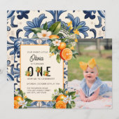  Italiaans | Citrus Sinaasappel Eerste Verjaardag Kaart (Voorkant / Achterkant)