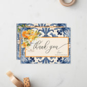  Italiaans | Citrus Sinaasappel | Floral Dank u Notitiekaartje (Voorkant / Achterkant in situ)