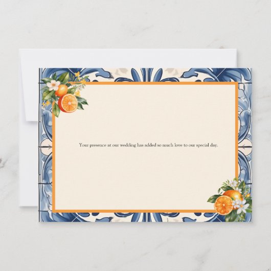  Italiaans | Citrus Sinaasappel | Floral Dank u Notitiekaartje (Achterkant)