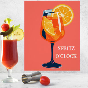 Italiaans Cocktail Happy Hour Vintage Retro Abstra Perfect Poster
