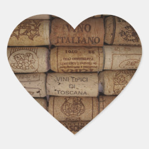 Italiaans Collectie van wijnkurk Heart Shaped Stic Hart Sticker