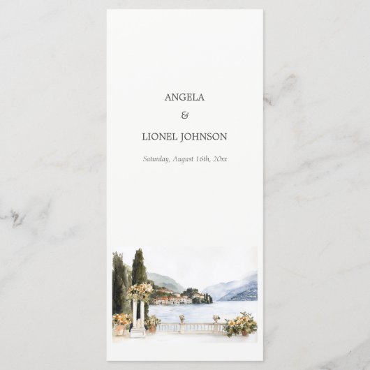 Italiaans Comomeer Italië bruiloft Menu (Achterkant)