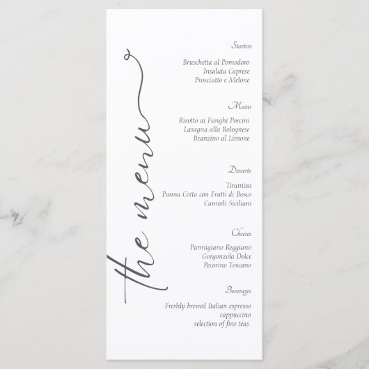 Italiaans Comomeer Italië bruiloft Menu (Voorkant)