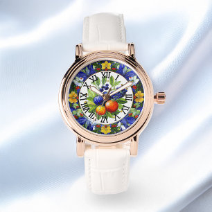 Italiaans Deruta Boeket Groenten en fruit Motief Horloge