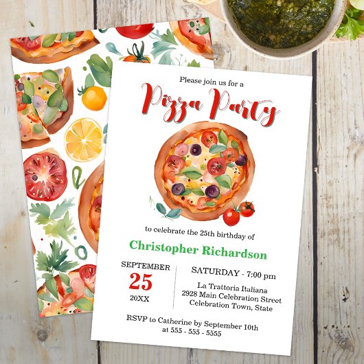 Italiaans diner pizzafeest verjaardagsfeestje kaart