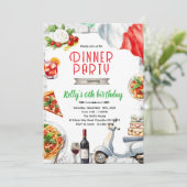 Italiaans diner verjaardagsfeest uitnodiging (Staand voorkant)