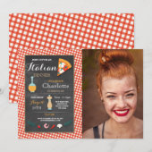 Italiaans diner verjaardagsfeestje krijt pizza uit kaart (Voorkant / Achterkant)