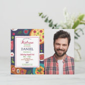 Italiaans diner verjaardagsfeestje pizza lunch fot kaart (Staand voorkant)