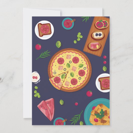 Italiaans diner verjaardagsfeestje pizza lunch kaart (Achterkant)
