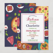Italiaans diner verjaardagsfeestje pizza lunch kaart (Voorkant / Achterkant)