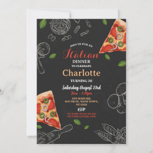 Italiaans diner verjaardagsfeestje pizza lunch kaart