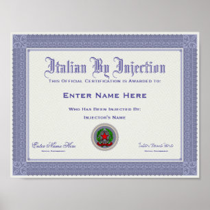 Italiaans door middel van een injectie-certificati poster