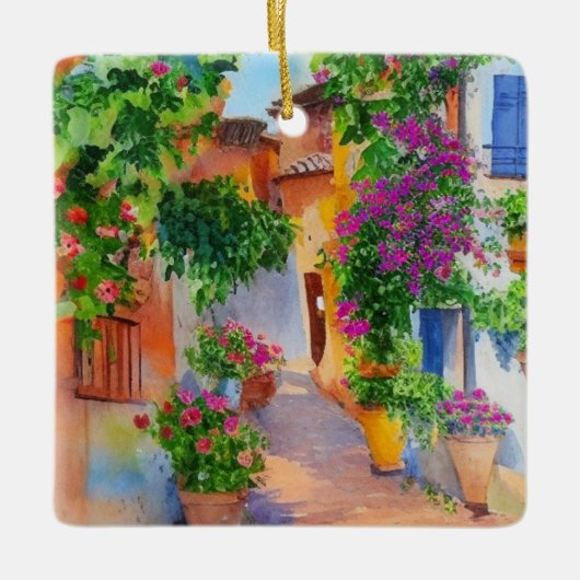 Italiaans dorp keramisch ornament (Voorkant)