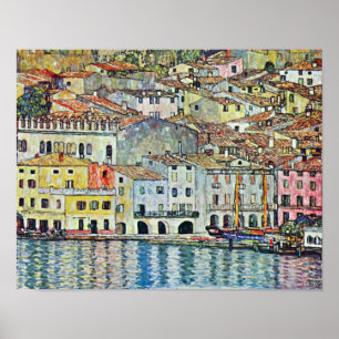 Italiaans dorp Malcena in de Gardasee door Klimt Poster