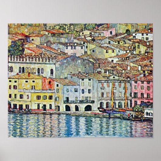 Italiaans dorp Malcena in de Gardasee door Klimt Poster (Voorkant)
