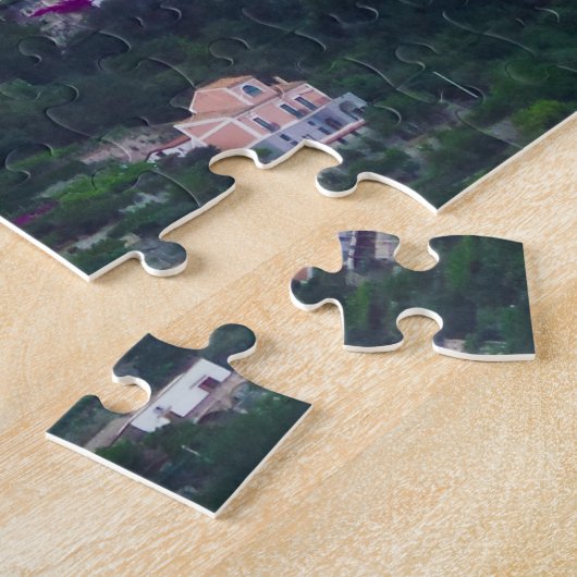 Italiaans dorp op de heuvel legpuzzel (Zijkant)