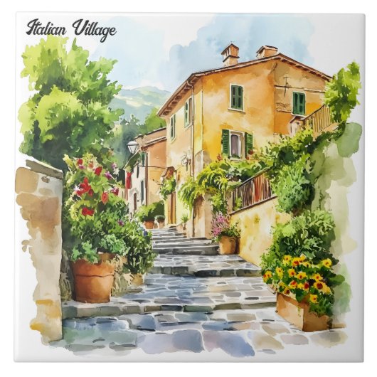 Italiaans dorp tegeltje (Voorkant)