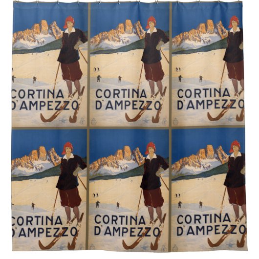 Italiaans douchegordijn voor Poster met Alps Vinta (Voorkant)