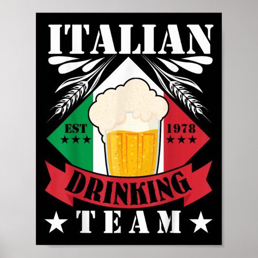 Italiaans Drink Team Bierdrinker Mannen Vrouwen It Poster (Voorkant)