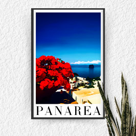 Italiaans eiland Panarea - Blauw Mediterraans Stij Poster