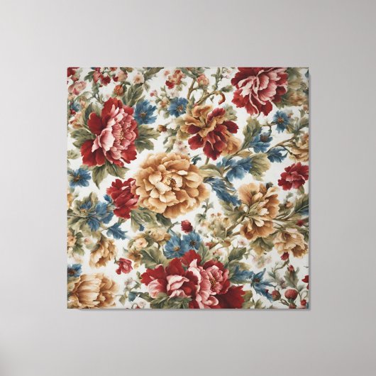 Italiaans Elegant Rode en Gouden Rozen Canvas Afdruk (Voorkant)