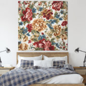 Italiaans Elegant Rode en Gouden Rozen Canvas Afdruk (Insitu (Slaapkamer))