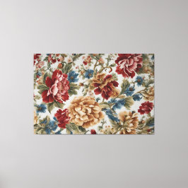 Italiaans Elegant Rode en Gouden Rozen Canvas Afdruk