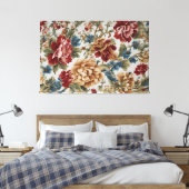 Italiaans Elegant Rode en Gouden Rozen Canvas Afdruk (Insitu (Slaapkamer))