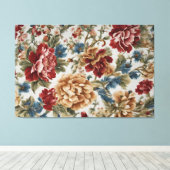 Italiaans Elegant Rode en Gouden Rozen Canvas Afdruk (Insitu (Houten vloer))