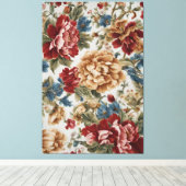 Italiaans Elegant Rode en Gouden Rozen Canvas Afdruk (Insitu (Houten vloer))