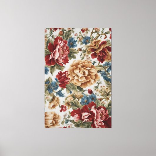 Italiaans Elegant Rode en Gouden Rozen Canvas Afdruk (Voorkant)