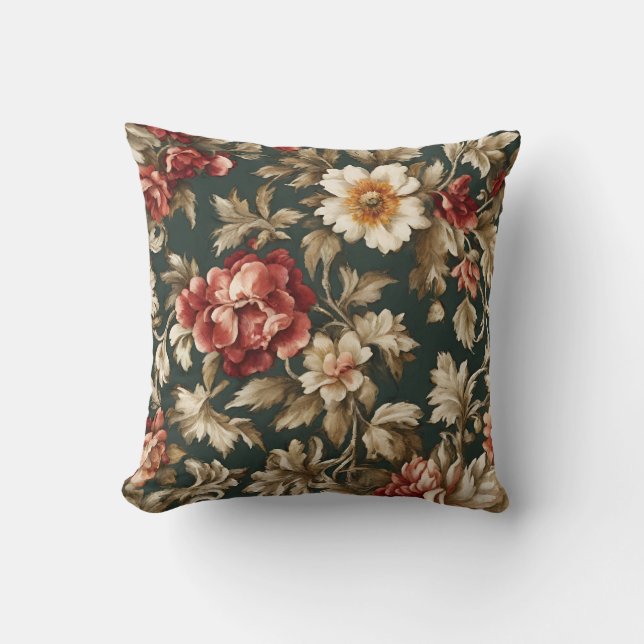 Italiaans Elegante Exquise  Bladeren, Bloemen Kussen (Voorkant)