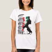 Italiaans erfgoed Vrouw en Colosseum T-shirt (Voorkant)