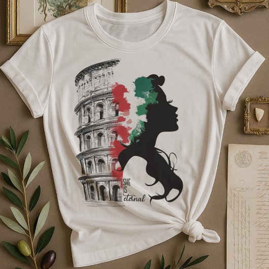 Italiaans erfgoed Vrouw en Colosseum T-shirt