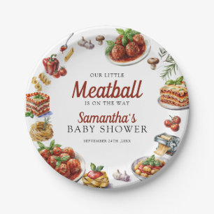 Italiaans eten   BABY SHOWER WATERVERF Papieren Bordje