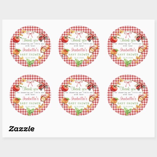 Italiaans eten Cannoli baby shower bedankt sticker (Vel)