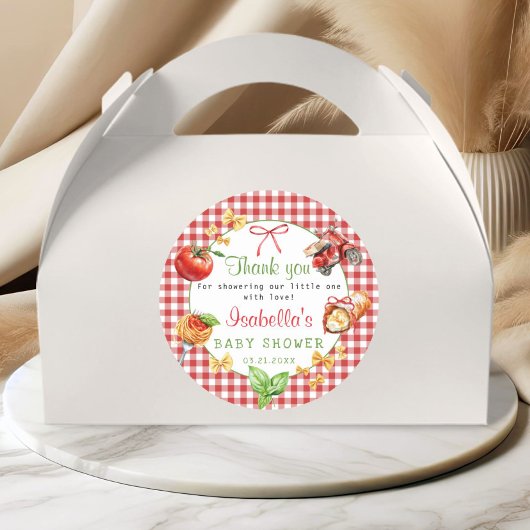 Italiaans eten Cannoli baby shower dank je sticker