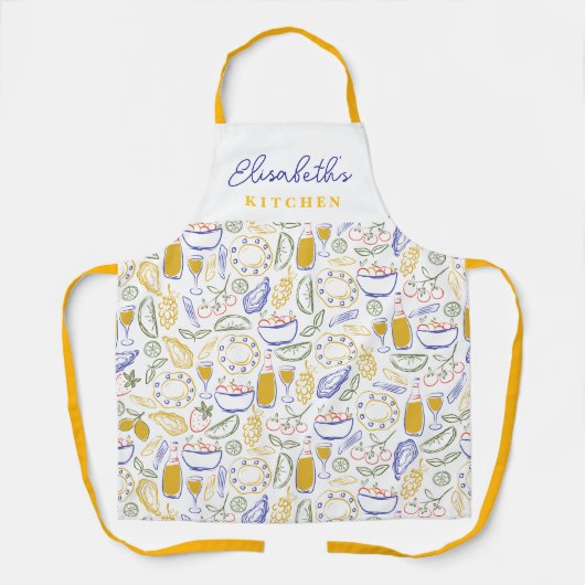 Italiaans eten Custom Name Schort (Voorkant)