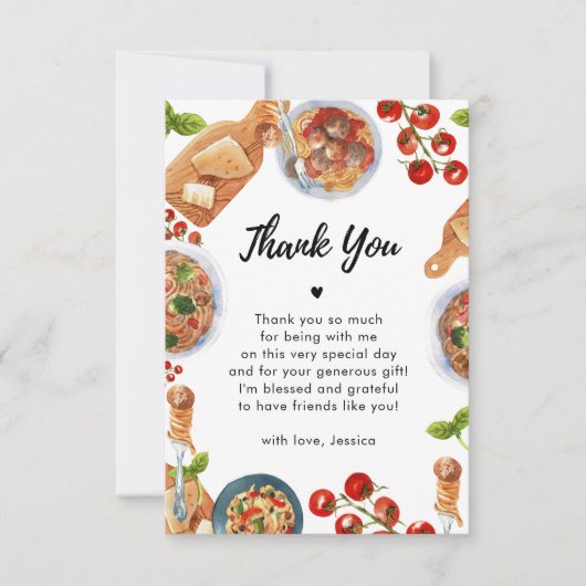 Italiaans eten Little gehaktbal Baby shower Dank u Bedankkaart (Voorkant)