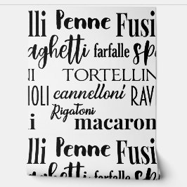 Italiaans eten Pasta Namen Typographic Kitchen Behang