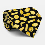 Italiaans eten Pasta Patroon Zwart Stropdas (Opgerold)