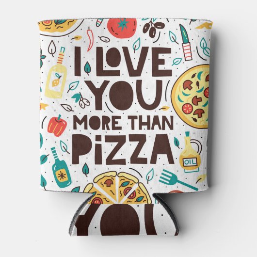 Italiaans eten, pizza liefde belettering. blikjeskoeler (Voorkant)