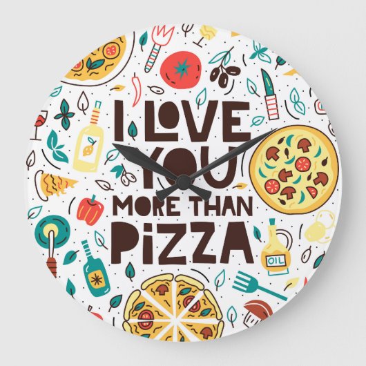Italiaans eten, pizza liefde belettering. grote klok (Voorkant)