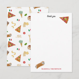 Italiaans eten Pizza Pasta Tiramisu Patroon Bedankkaart