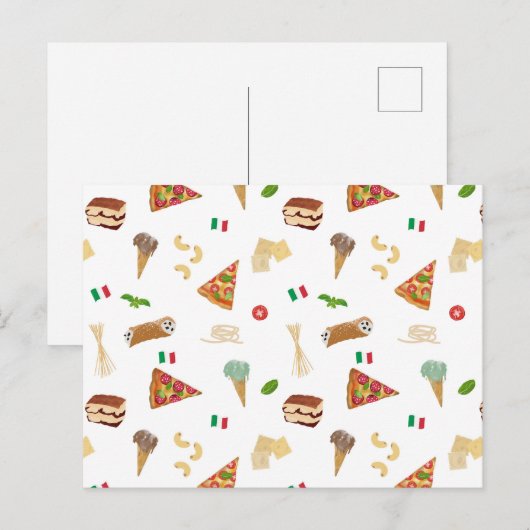Italiaans eten Pizza Pasta Tiramisu Patroon Feestdagenkaart (Voorkant / Achterkant)