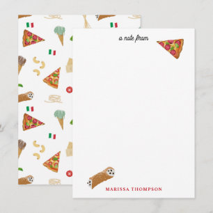 Italiaans eten Pizza Pasta Tiramisu Patroon Notitiekaartje