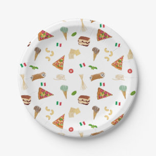 Italiaans eten Pizza Pasta Tiramisu Patroon Papieren Bordje