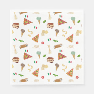 Italiaans eten Pizza Pasta Tiramisu Patroon Servet